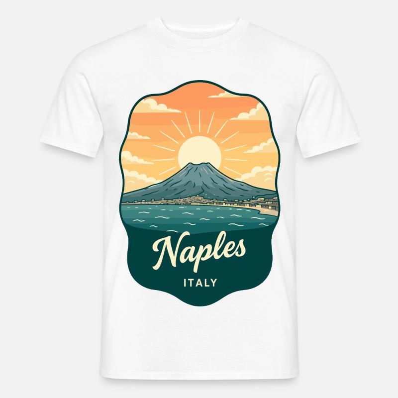Neapel Mount Vesuvius Retro Reiseabzeichen - Männer T-Shirt - Weiß