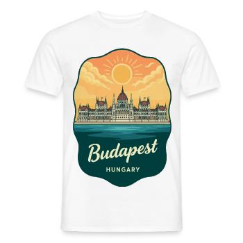 Budapester Parlament Vintage Sunset Abzeichen - Männer T-Shirt - Weiß - Vorne - AI Model Male 178 dark (178cm)