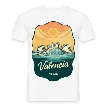 Valencia, Spanien Vintage Sunset Reiseabzeichen - Männer T-Shirt - Weiß - Vorne - AI Model Male 178 dark (178cm)