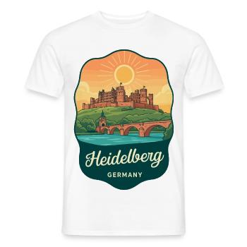 Insigne de voyage vintage du château de Heidelberg - T-shirt homme - blanc - Devant - AI Model Male 178 dark (178cm)
