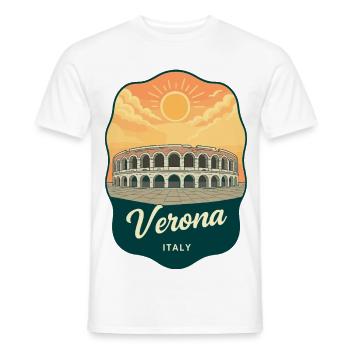Verona Roman Arena Vintage Travel Badge - Men's T-Shirt - white - Front - AI Model Male 178 dark (178cm)