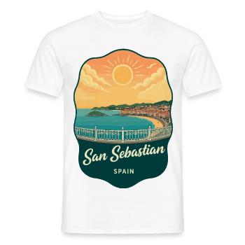 San Sebastian La Concha Retro-Sonnenuntergangsabzeichen - Männer T-Shirt - Weiß - Vorne - AI Model Male 178 dark (178cm)