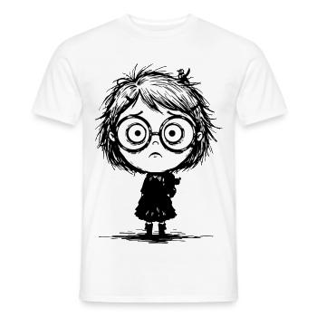 Sticker Girl Melancholy Empty Gaze Manga - Männer T-Shirt - Weiß - Vorne - AI Model Male 178 dark (178cm)