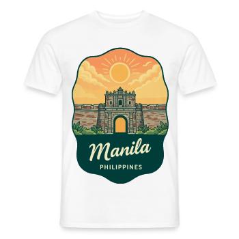Manila Intramuros Retro Sunset Travel Badge - Men's T-Shirt - white - Front - AI Model Male 178 dark (178cm)