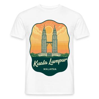 Kuala Lumpur Petronas Towers Retro Badge - Men's T-Shirt - white - Front - AI Model Male 178 dark (178cm)