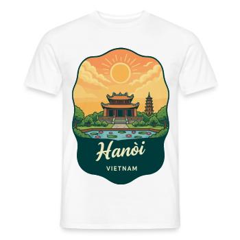 Hanoi Vietnam Vintage Sunset Travel Badge - Men's T-Shirt - white - Front - AI Model Male 178 dark (178cm)