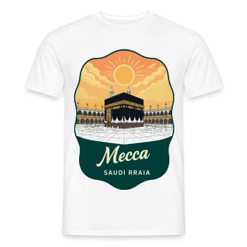 Mecca Kaaba Vintage Sunset Travel Abzeichen - Männer T-Shirt - Weiß - Vorne - AI Model Male 178 dark (178cm)
