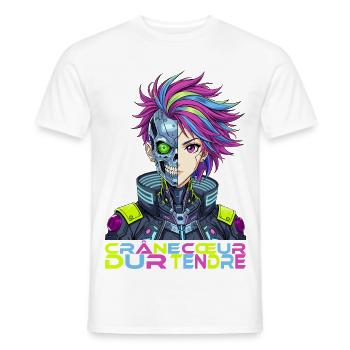 Cyber Girl Crâne dur Coeur tendre - T-shirt homme - blanc - Devant - AI Model Male 178 dark (178cm)