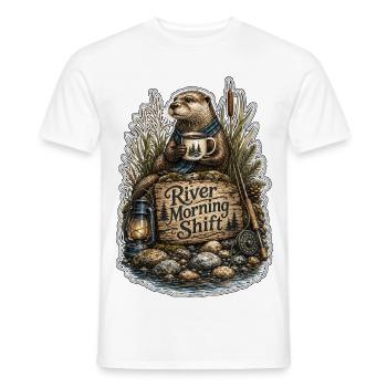 River Morning Shift Otter - Men's T-Shirt - white - Front - AI Model Male 178 dark (178cm)