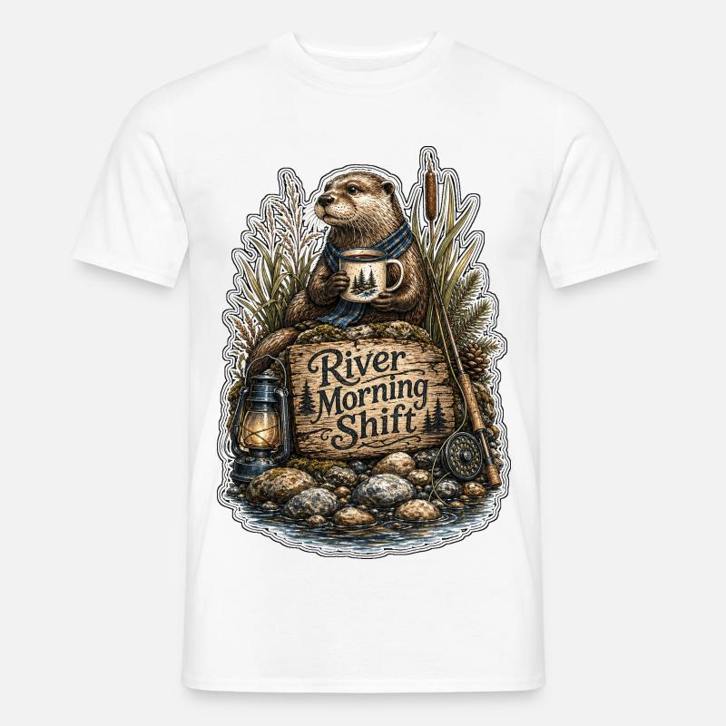 River Morning Shift Otter - Männer T-Shirt - Weiß