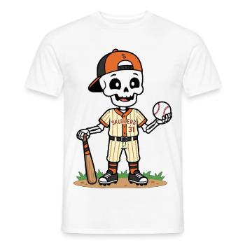 Niedlicher Skelett-Baseballspieler Spooky Halloween - Männer T-Shirt - Weiß - Vorne - AI Model Male 178 dark (178cm)