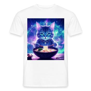Katze ,Japan ,Kawaii,anime,ramen,Nacht - Männer T-Shirt - Weiß - Vorne - AI Model Male 178 dark (178cm)
