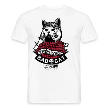 Bad Cat - Gatos Locos - Men's T-Shirt - white - Front - AI Model Male 178 dark (178cm)