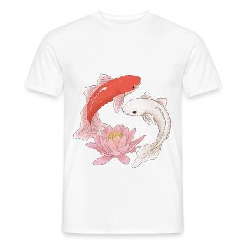 Koi Fish & Lotus – Zen, Happiness & Harmony - Men's T-Shirt - white - Front - AI Model Male 178 dark (178cm)