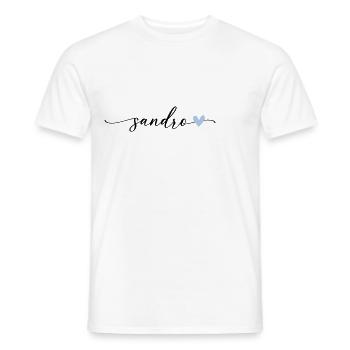 Sandro Nom Calligraphie Police - T-shirt homme - blanc - Devant - AI Model Male 178 dark (178cm)