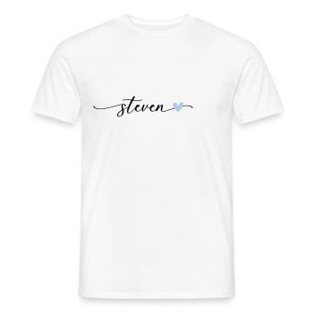 Steven Name Calligraphy Font - Men's T-Shirt - white - Front - AI Model Male 178 dark (178cm)