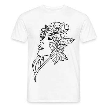 Die Dame und die Rose (schwarz) - Männer T-Shirt - Weiß - Vorne - AI Model Male 178 dark (178cm)
