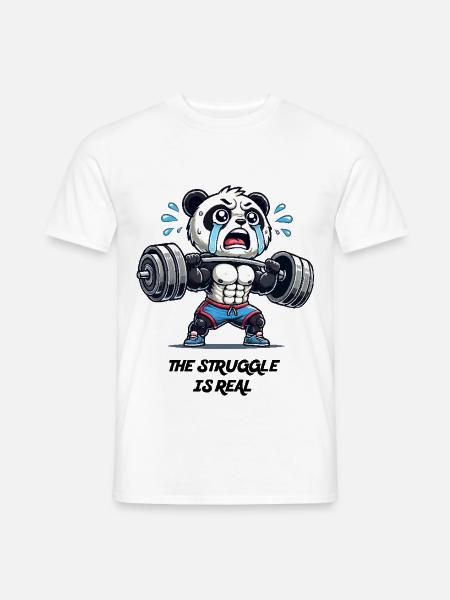 Panda beim Krafttraining | Lustiges Fitness Tier - Männer T-Shirt - Weiß