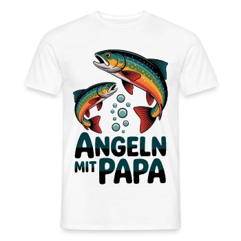 Angeln mit Papa - bunte Forellen - Männer T-Shirt - Weiß - Vorne - AI Model Male 178 dark (178cm)