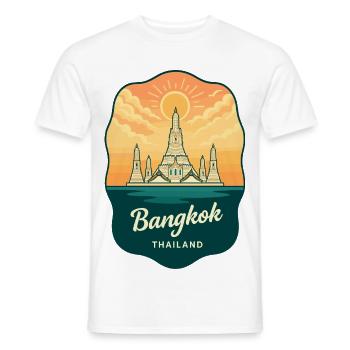 Badge de voyage Bangkok Wat Arun Vintage Sunset - T-shirt homme - blanc - Devant - AI Model Male 178 dark (178cm)