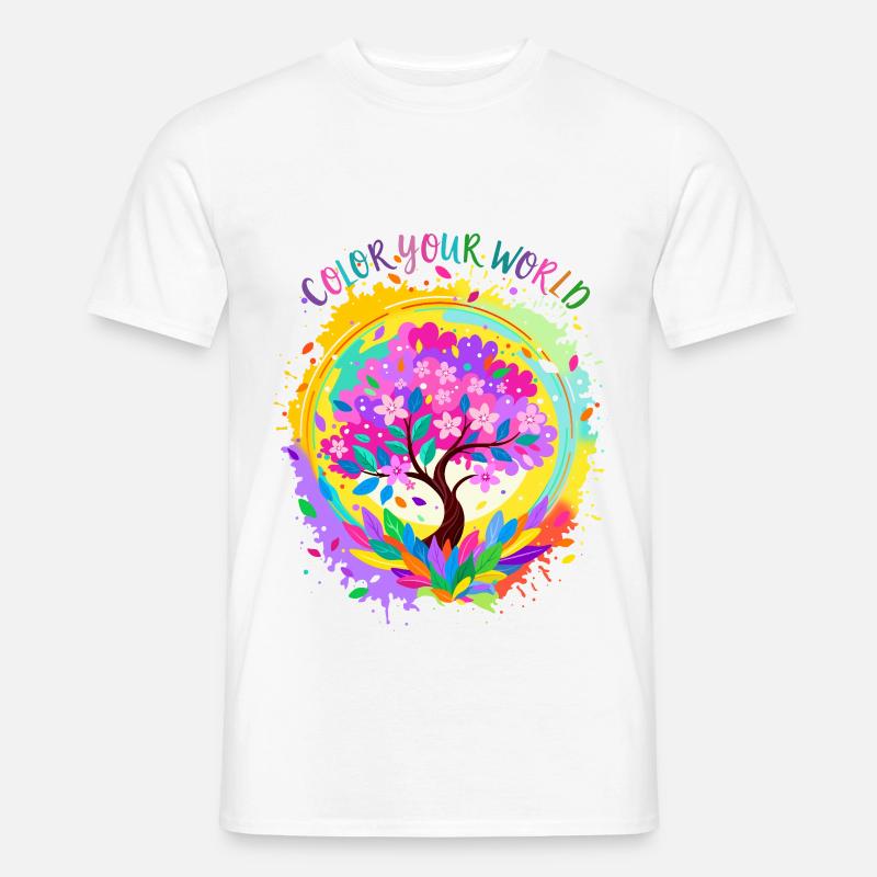 Farbenfroher blühender Baum - Männer T-Shirt - Weiß