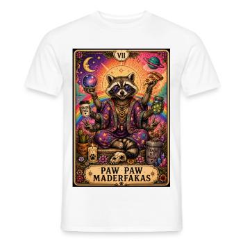 Paw Paw Maderfakas – Raton laveur magique - T-shirt homme - blanc - Devant - AI Model Male 178 dark (178cm)