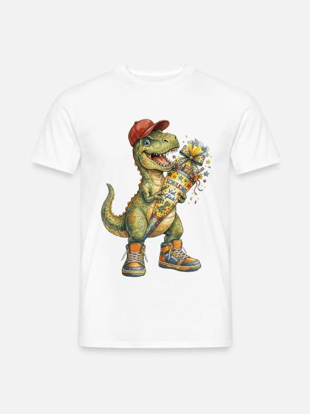 Cooler Aquarell T-Rex für den Schulanfang - Männer T-Shirt - Weiß