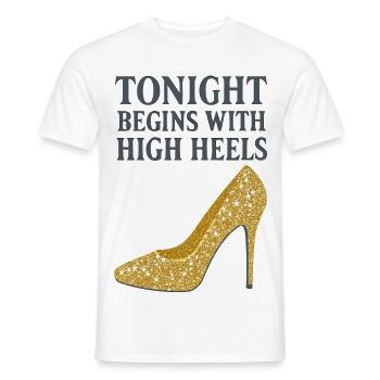 Talons hauts pailletés – Ce soir commence par... - T-shirt homme - blanc - Devant - AI Model Male 178 dark (178cm)