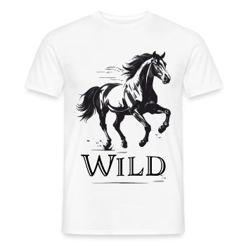 Wildes Pferd im Schwarzweiß - Männer T-Shirt - Weiß - Vorne - AI Model Male 178 dark (178cm)