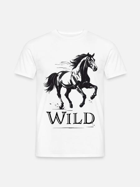 Wildes Pferd im Schwarzweiß - Männer T-Shirt - Weiß