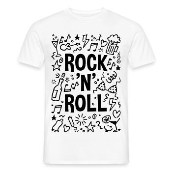 Rock 'n' Roll (Musik / Party / Scribble / Black) - Männer T-Shirt - Weiß - Vorne - AI Model Male 178 dark (178cm)