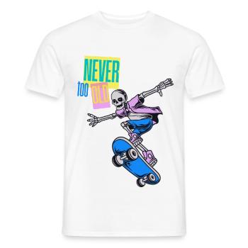 Oldschool Skater – Never too old - Männer T-Shirt - Weiß - Vorne - AI Model Male 178 dark (178cm)
