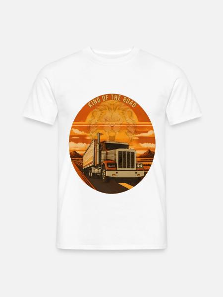 King Of The Road Lion Trucker Emblem - Männer T-Shirt - Weiß
