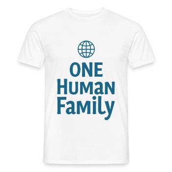 UNE FAMILLE HUMAINE Cohésion du globe - T-shirt homme - blanc - Devant - AI Model Male 178 dark (178cm)