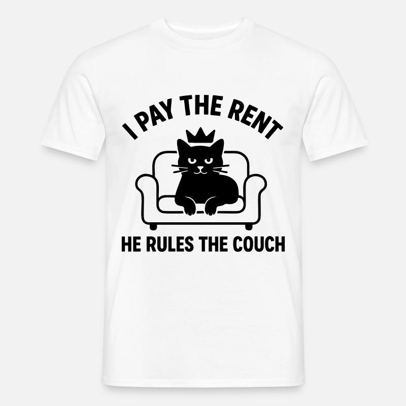 Lustige Katze Herr des Sofas - Männer T-Shirt - Weiß