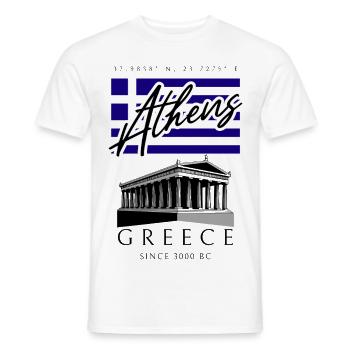Athens Parthenon Greece Flag Travel Souvenir - Men's T-Shirt - white - Front - AI Model Male 178 dark (178cm)