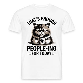 Lustige Katze, die genug Leute für heute ist - Männer T-Shirt - Weiß - Vorne - AI Model Male 178 dark (178cm)