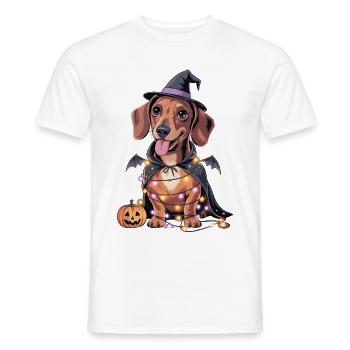 Dackel Hund Halloween Hallowiener - Männer T-Shirt - Weiß - Vorne - AI Model Male 178 dark (178cm)