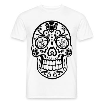 Sugar Skull floral – Día de los Muertos Totenkopf - Männer T-Shirt - Weiß - Vorne - AI Model Male 178 dark (178cm)