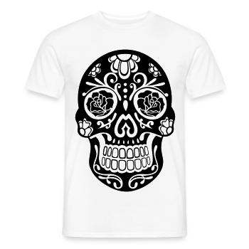 Sugar Skull floral – Día de los Muertos Totenkopf - Männer T-Shirt - Weiß - Vorne - AI Model Male 178 dark (178cm)