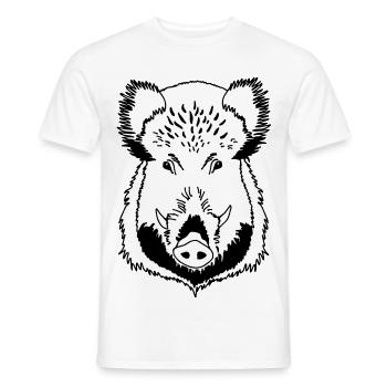 Tête de sanglier noir et blanc - T-shirt homme - blanc - Devant - AI Model Male 178 dark (178cm)