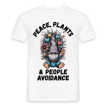 Paix, plantes et évitement humain - T-shirt homme - blanc - Devant - AI Model Male 178 dark (178cm)