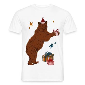 OURS DE NOËL - T-shirt homme - blanc - Devant - AI Model Male 178 dark (178cm)