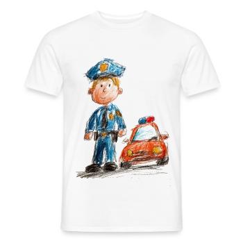 Polizist im Kinderzeichentrick - Männer T-Shirt - Weiß - Vorne - AI Model Male 178 dark (178cm)