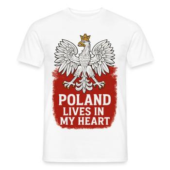 Poland lives in my heart White Eagle Polska - Men's T-Shirt - white - Front - AI Model Male 178 dark (178cm)