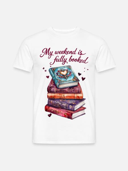 Mein Wochenende ist komplett verplant mit Büchern - Männer T-Shirt - Weiß