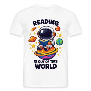 Reading is out of this world - Men's T-Shirt - white - Front - AI Model Male 178 dark (178cm)