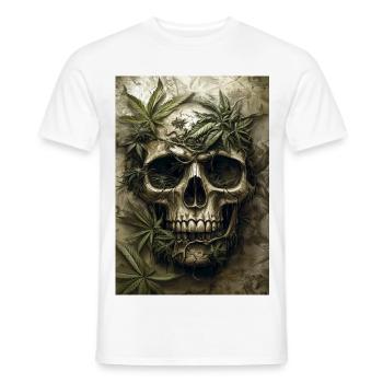 Crâne avec des feuilles de chanvre - T-shirt homme - blanc - Devant - AI Model Male 178 dark (178cm)