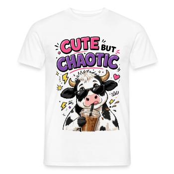 Süß aber chaotisch - Kuh mit Eiskaffee - Männer T-Shirt - Weiß - Vorne - AI Model Male 178 dark (178cm)