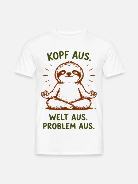 Langsamer Faultier Meditationsdesign - Männer T-Shirt - Weiß